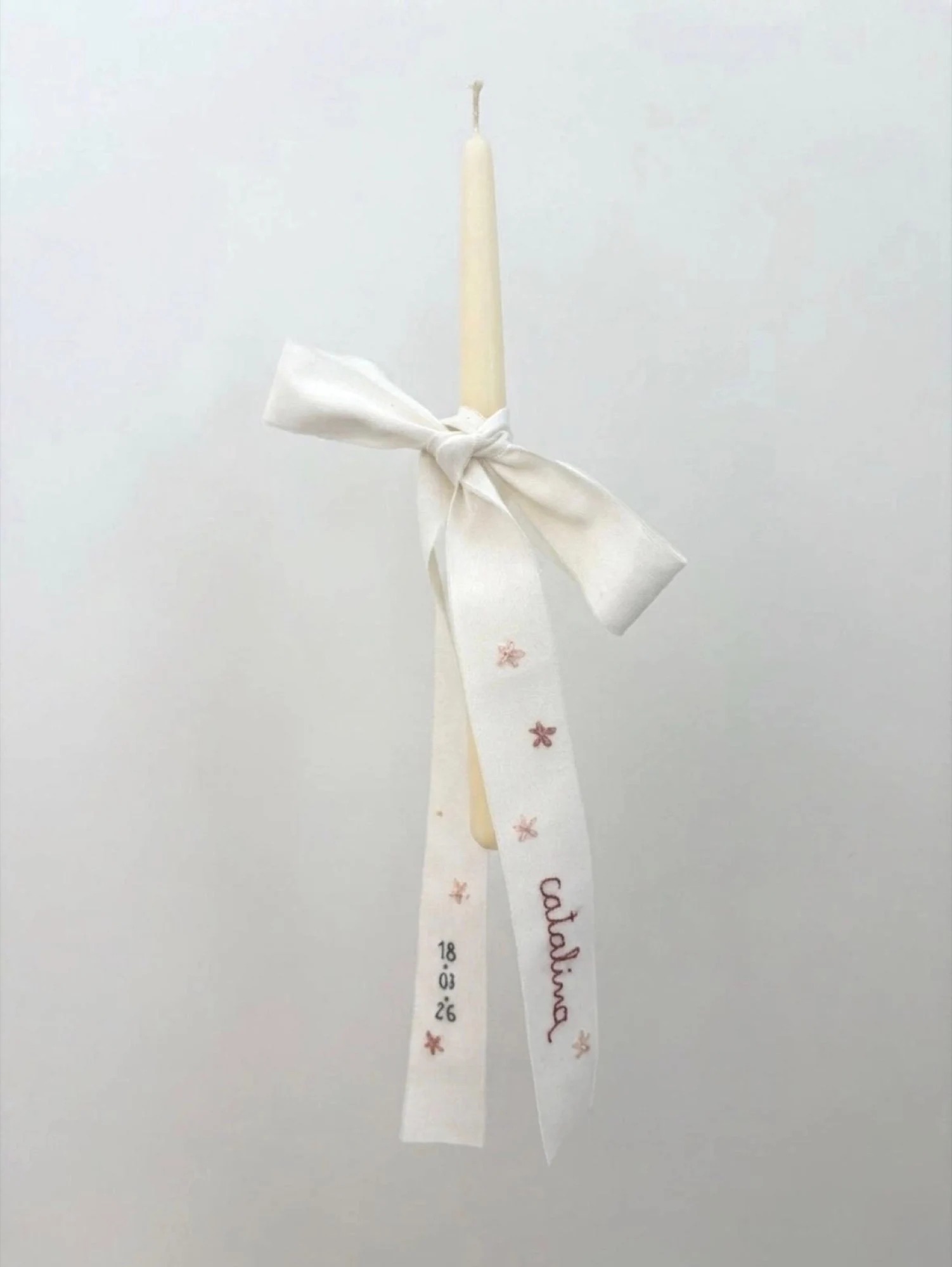 Cinta de cirio bordada para bautizo — Gali Studio
